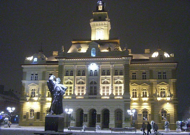City Hall in Novi Sad illuminated at night