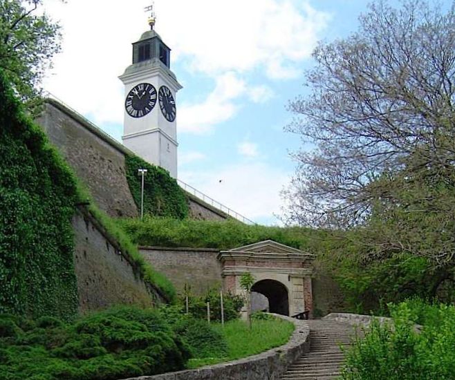 Clock Tower at Petrovaradin Fortress in Serbia
