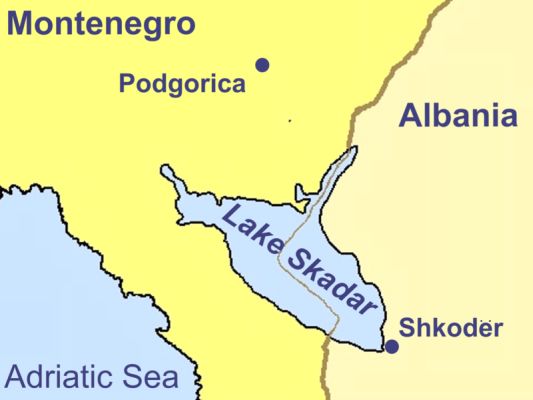Location Map of Lake Skadar in Montenegro / Albania