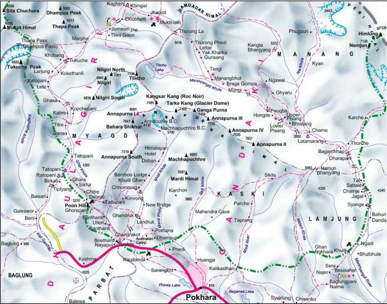 Map of the Annapurna Himal Region
