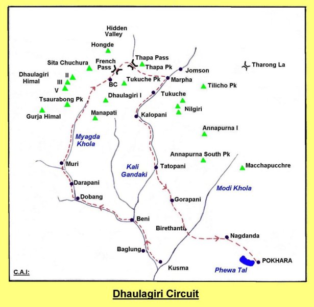 Map of the Dhaulagiri Himal Region