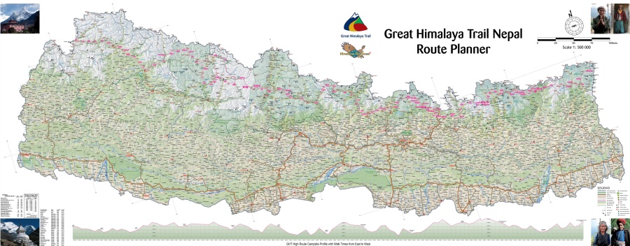 Map of the Great Himalayan Trail through Nepal