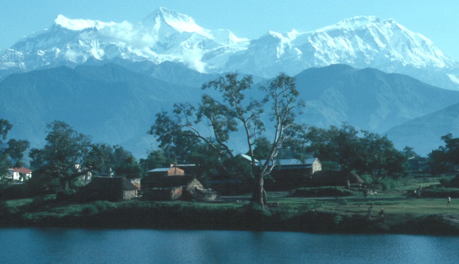 Annapurna Himal and Macchapucchre from Phewa Lake, Pokhara