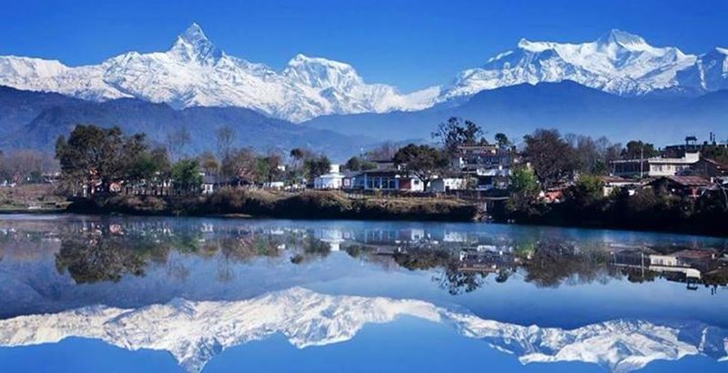 Macchapucchre and Annapurna Himal from Phewa Tal in Pokhara
