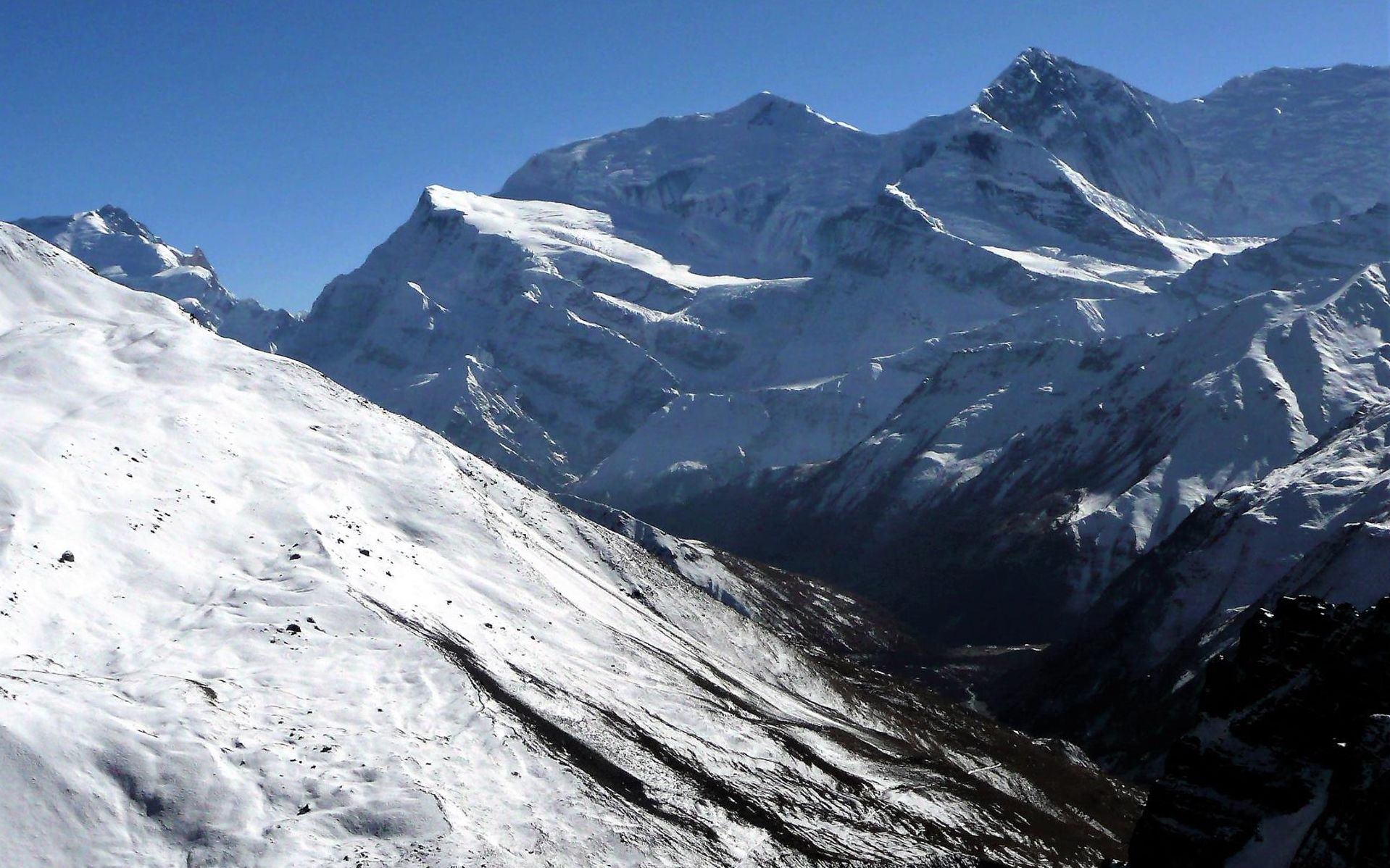 Annapurna Himal on ascent from Manang to Tharong La
