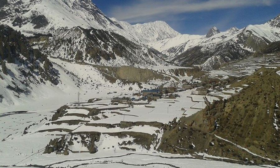 Manang Village in Manang Valley beneath Annapurna Himal