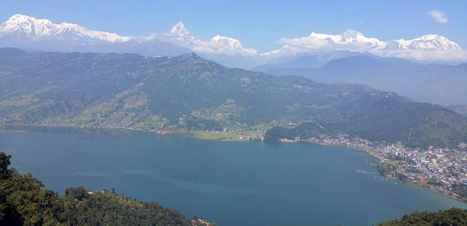 Annapurna Himal and Phewa Tal from Peace Temple above Pokhara