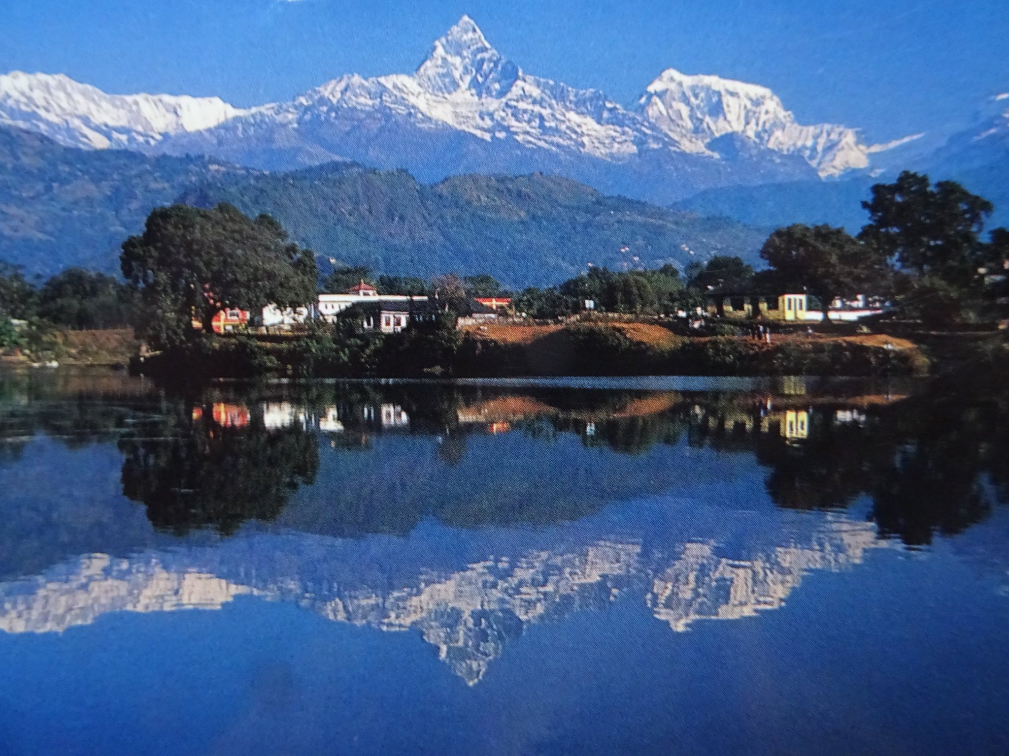 Macchapucchre and Annapurna Himal from Phewa Tal in Pokhara