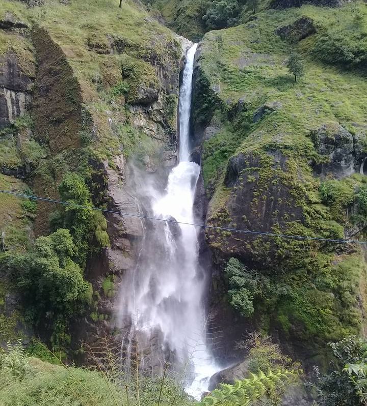 Waterfall in Marsayangdi Khola Valley on Annapurna Circuit