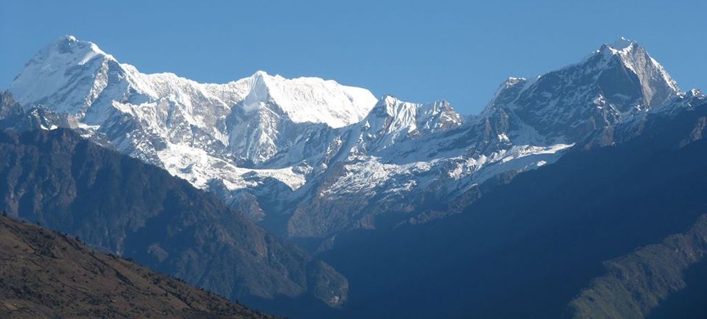Mount Chamlang and Lower Hongu Valley from Bung Village