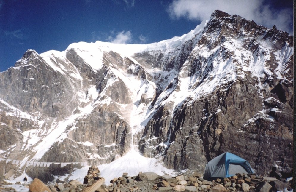 Tukuche Peak from Dhaulagiri Base Camp on Chonbarden Glacier