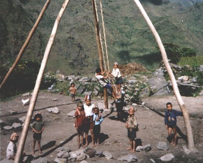 Nepalese children at Lingaping ( swing ) at Shertung