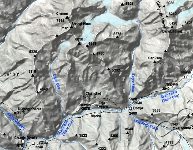 Map of Shringi Himal and Langju Himal
