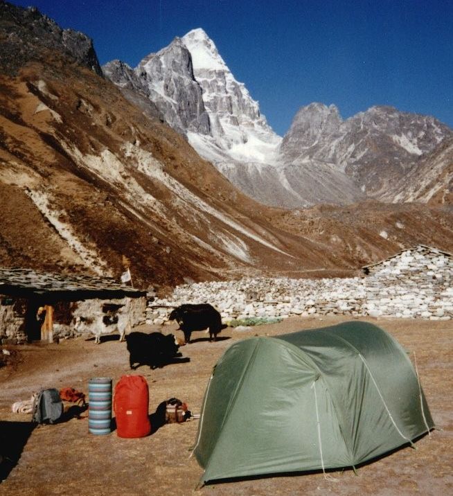 Mount Cholatse from Na Village in Gokyo Valley
