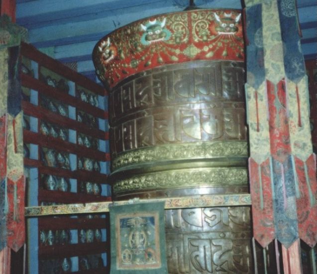Giant Prayer Wheel in Bakong Gompa ( Bakang / Bakhang / Bakangghyang / Bhakhani ) in the Helambu District