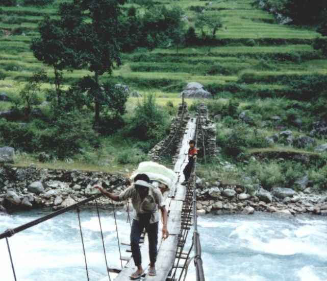 Suspension Bridge across Indrawati Khola in Helambu District