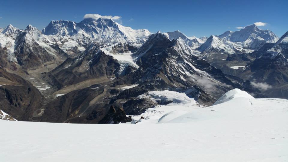 Mount Everest and Mount Makalu ( 8463m ) from Mera Peak