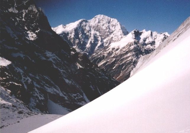 Mount Shalbachum on descent from Tilman's Pass in the Jugal Himal