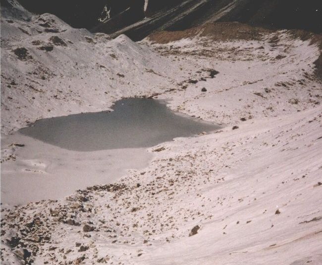 Descent to Glacier Lake beneath Tilman's Pass