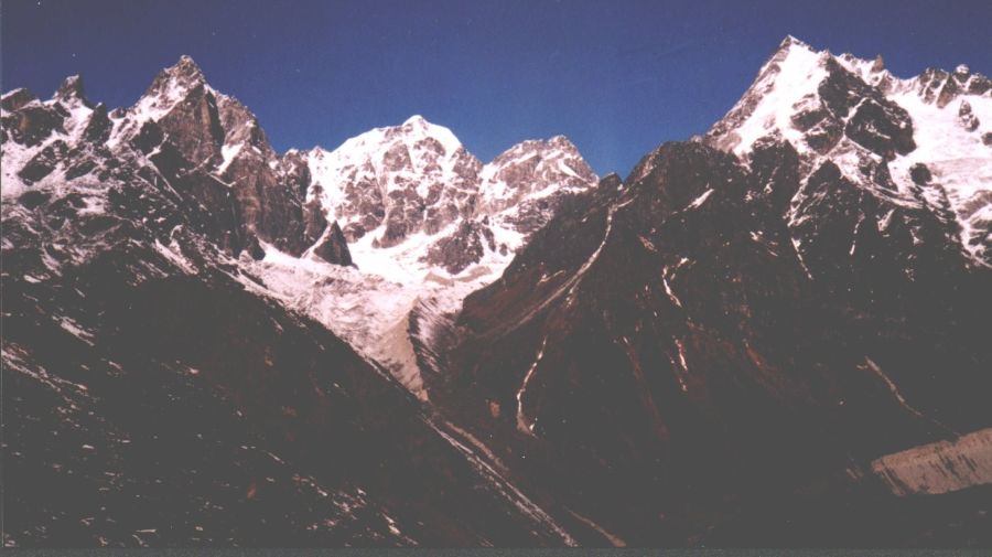 Balephi Glacier beneath Mt.Urkinmang in the Jugal Himal