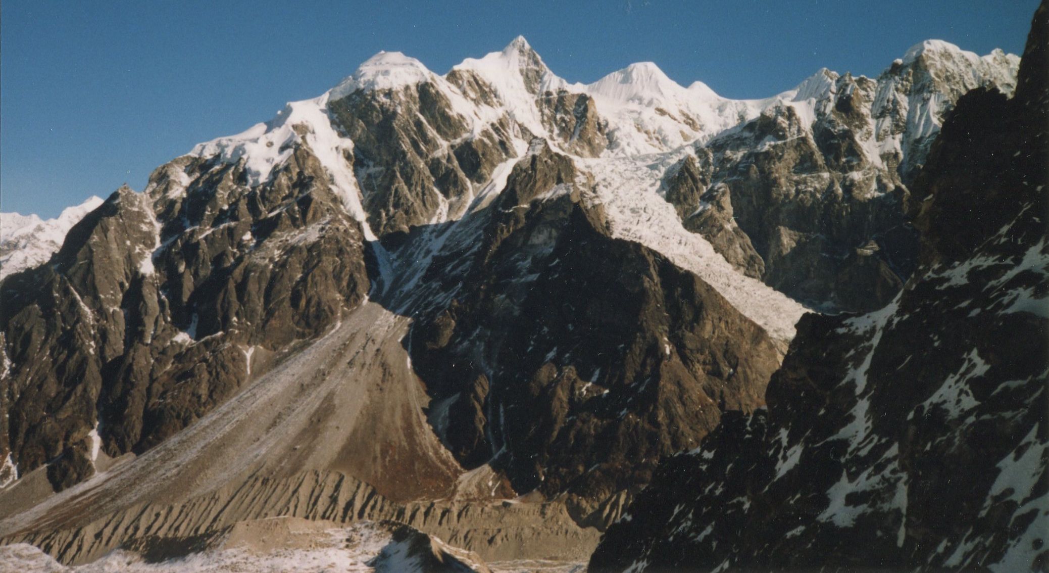 Langshisa Ri in Langtang Valley on descent from Tilman's Pass
