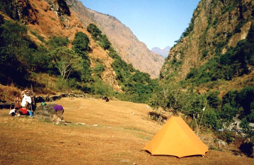 Camp at Sakathun in Lower Ghunsa Khola Valley