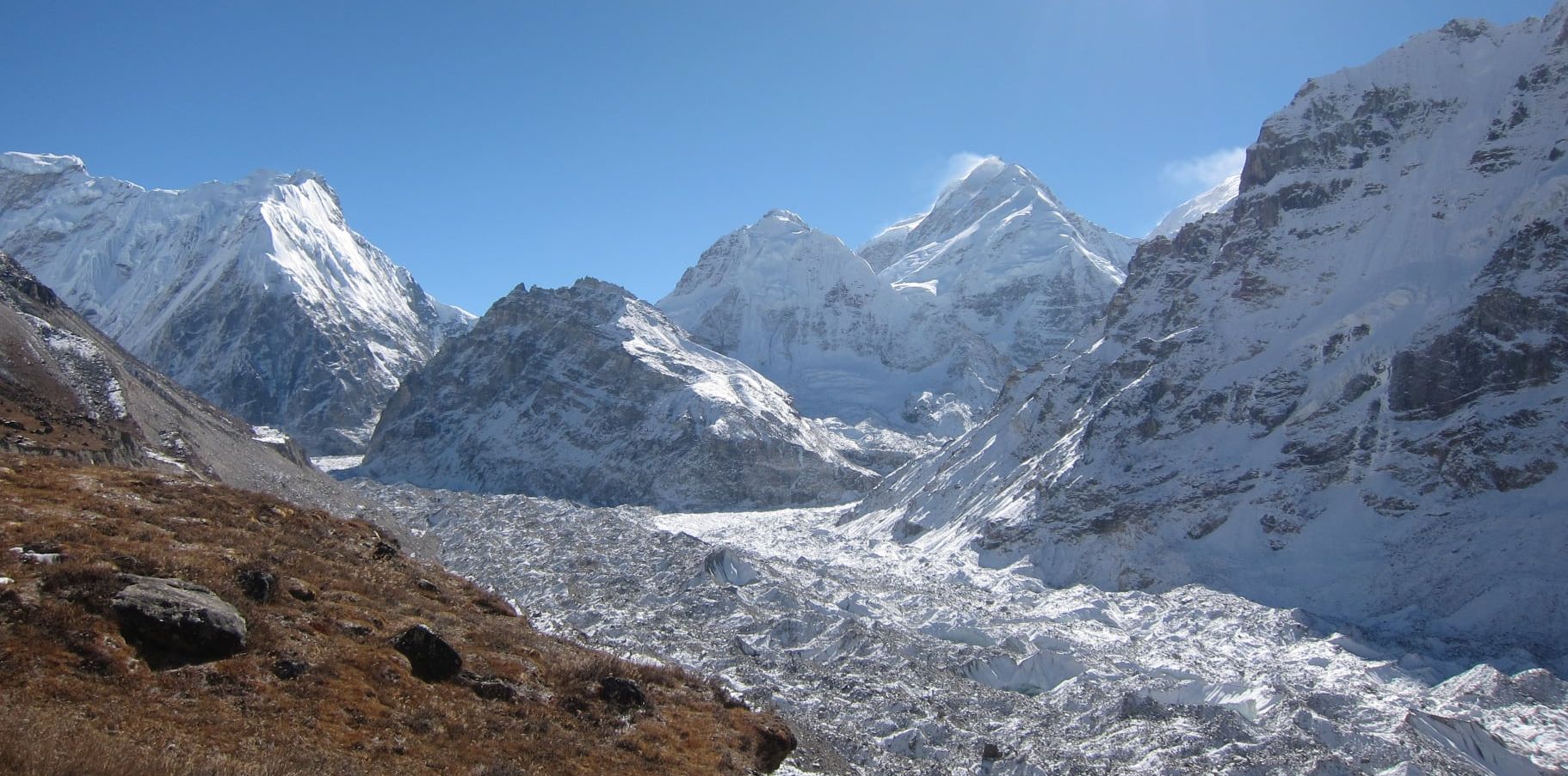 Peaks along Nepal - Sikkim border above Kangchenjunga Glacier