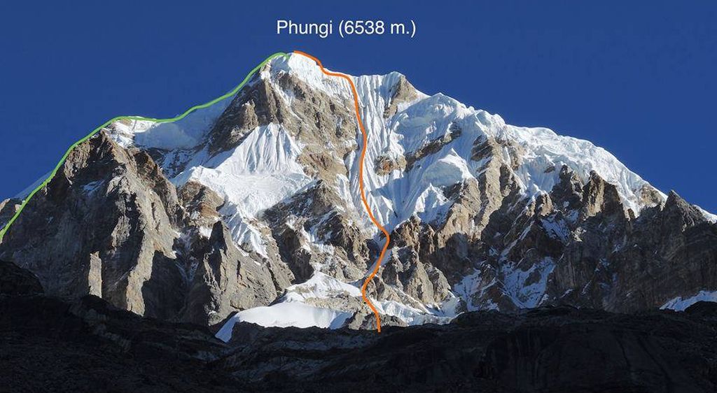 Ascent route on Mt.Chumbu in Everest Region of the Nepal Himalaya
