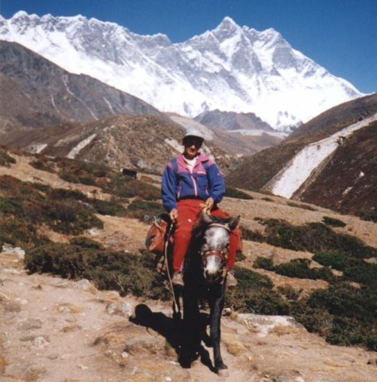 Nuptse ( 7879m ) and Mount Lhotse ( 8516m ) above the Imja Khosi Valley in the Khumbu region of the Nepal Himalaya
