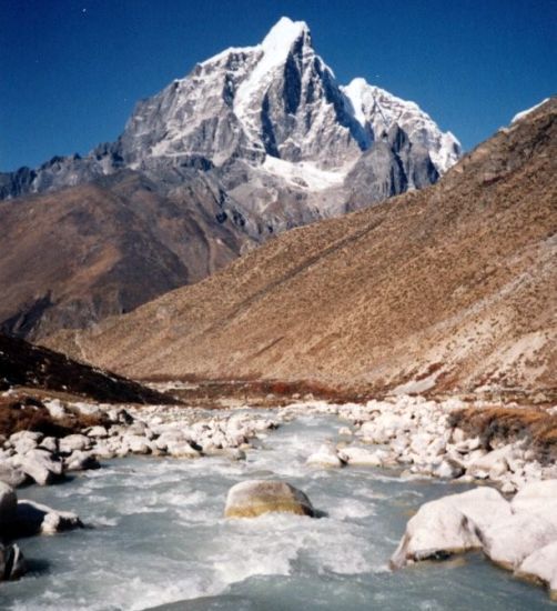 Taboche from Imja Khosi at Bibre in the Chukhung Valley, Khumbu Region of the Nepal Himalaya
