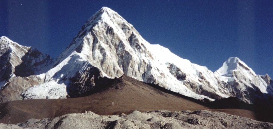 Mount Pumori ( 7161m ) from Gorak Shep on route from Lobuje to Kallar Pattar