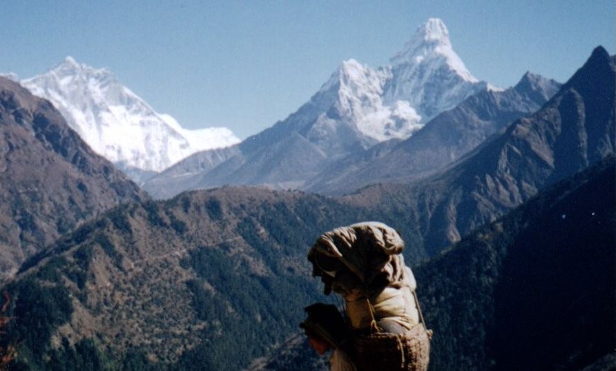 Lhotse and Ama Dablam on route to Everest Base Camp
