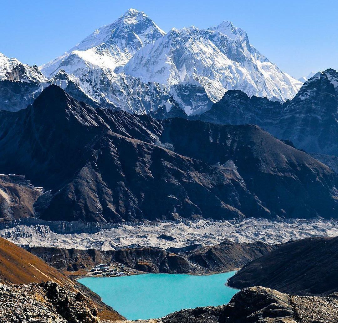 Mount Everest and Gokyo Lake from Renjo La