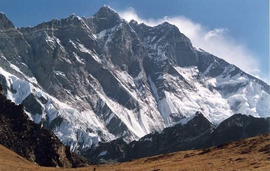 Mount Lhotse ( 8516m ) above the Imja Khosi Valley in the Khumbu region of the Nepal Himalaya