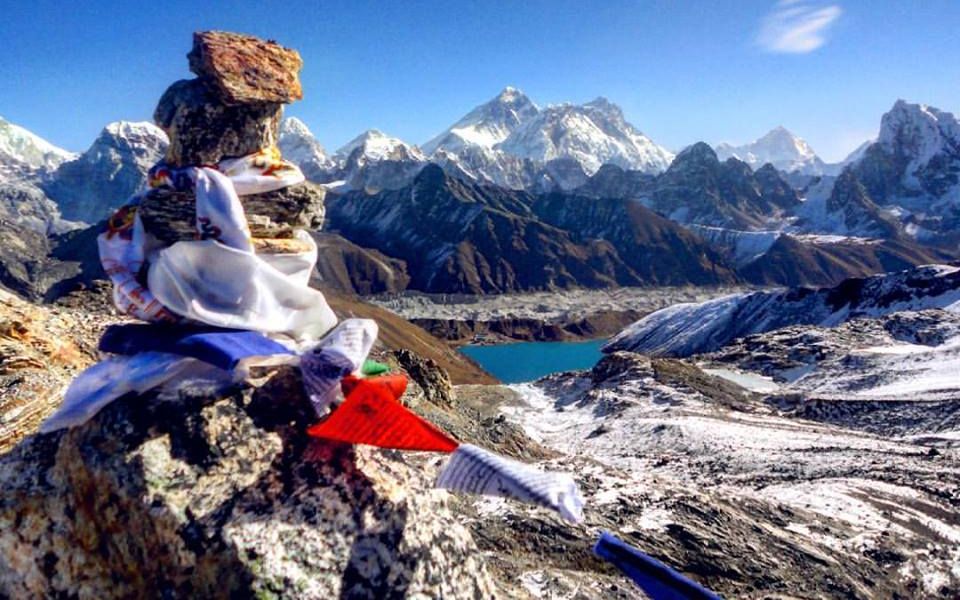 Mount Everest and Gokyo Lake from Renjo La ( 5345m )