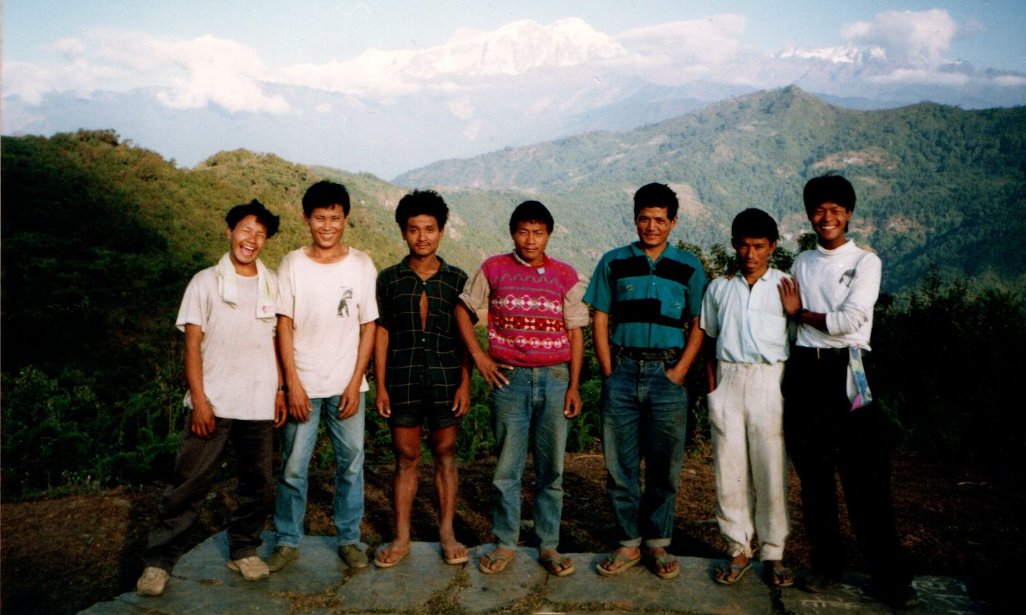 Trekking crew and the Lamjung Himal