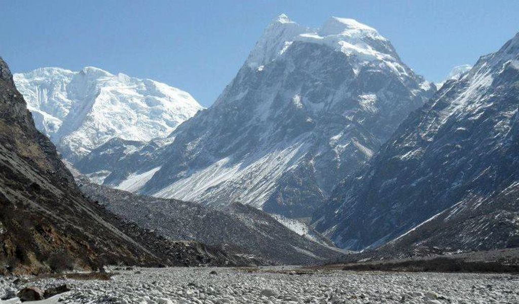 Mount Langshisa Ri and Dome Blanc from the Langtang  Valley