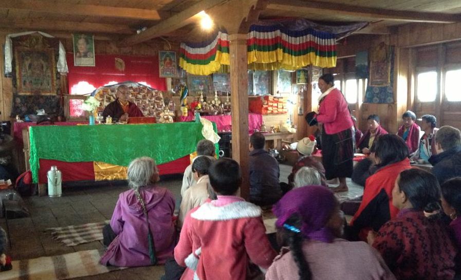 Buddhist ceremony in Gompa in Langtang Valley