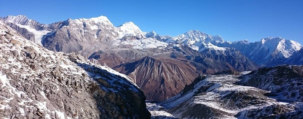 Mount Langshisa Ri, the Jugal Himal and Mount Ganchempo from Yala Peak