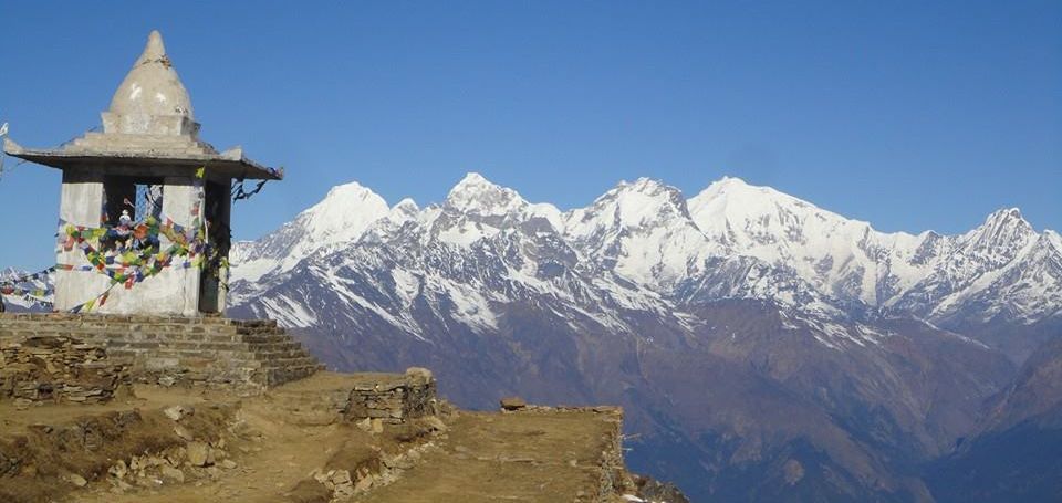 Ganesh Himal and Gompa ( Buddhist Monastery ) on route from Syabru to Dhunche