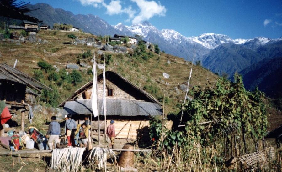 Tashigaon Village beneath Shipton La on route to the Barun Valley and base camp for Mt.Makalu