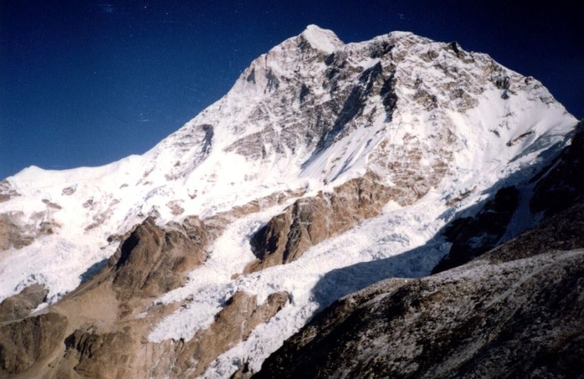 Mt. Makalu from above Shershon in the Barun Valley