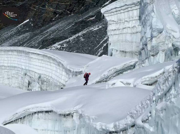 Crevasses on GHT crossing from the Barun Valley