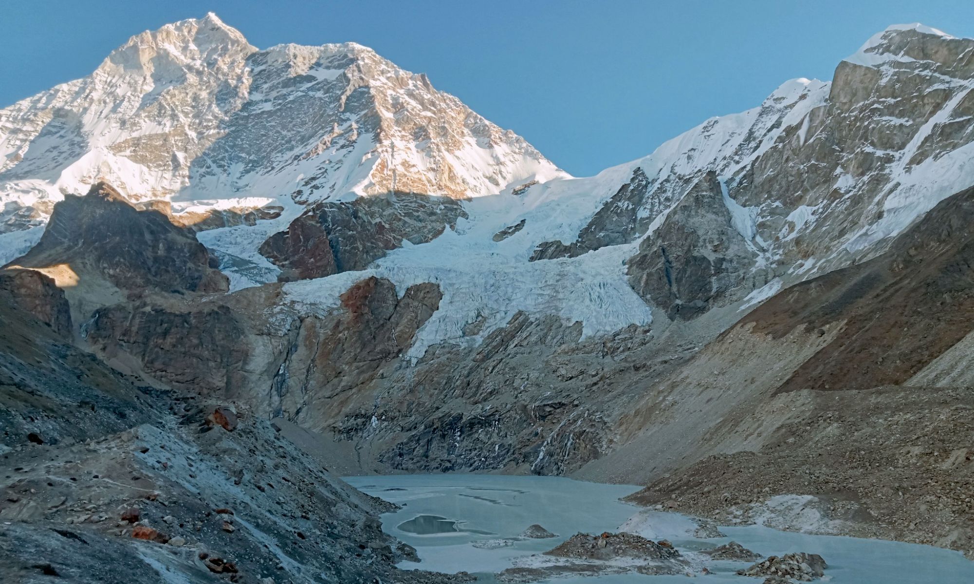 Mount Makalu above the Barun Glacier