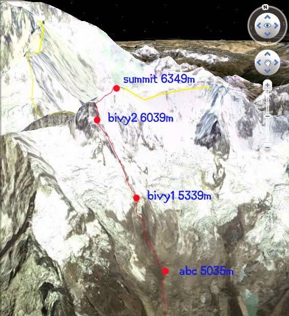 Ascent route for Sherpani Peak