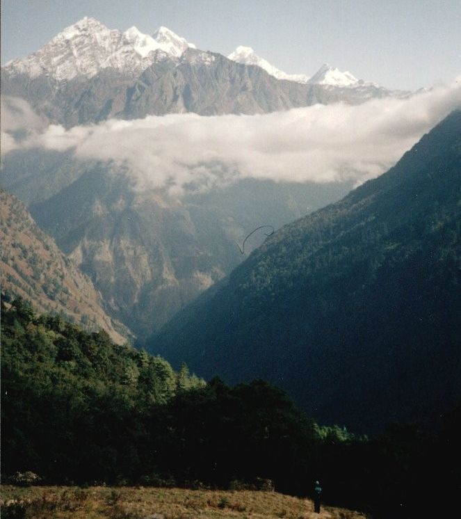 The Ganesh Himal from Chuling Valley on descent from Rupina La