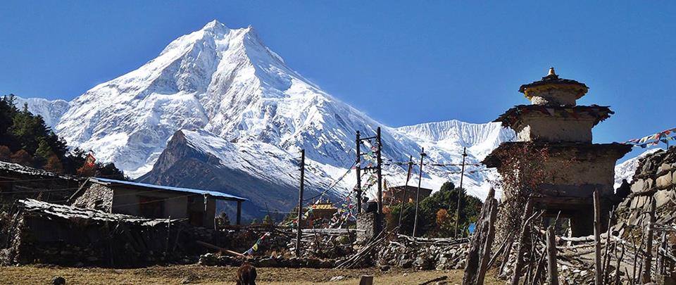 Mount Manaslu above the Buri Gandaki Valley