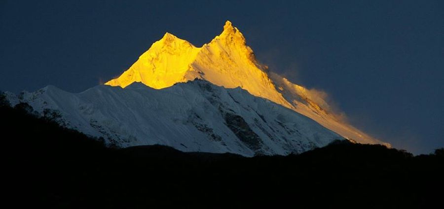 Mount Manaslu from Buri Gandaki Valley