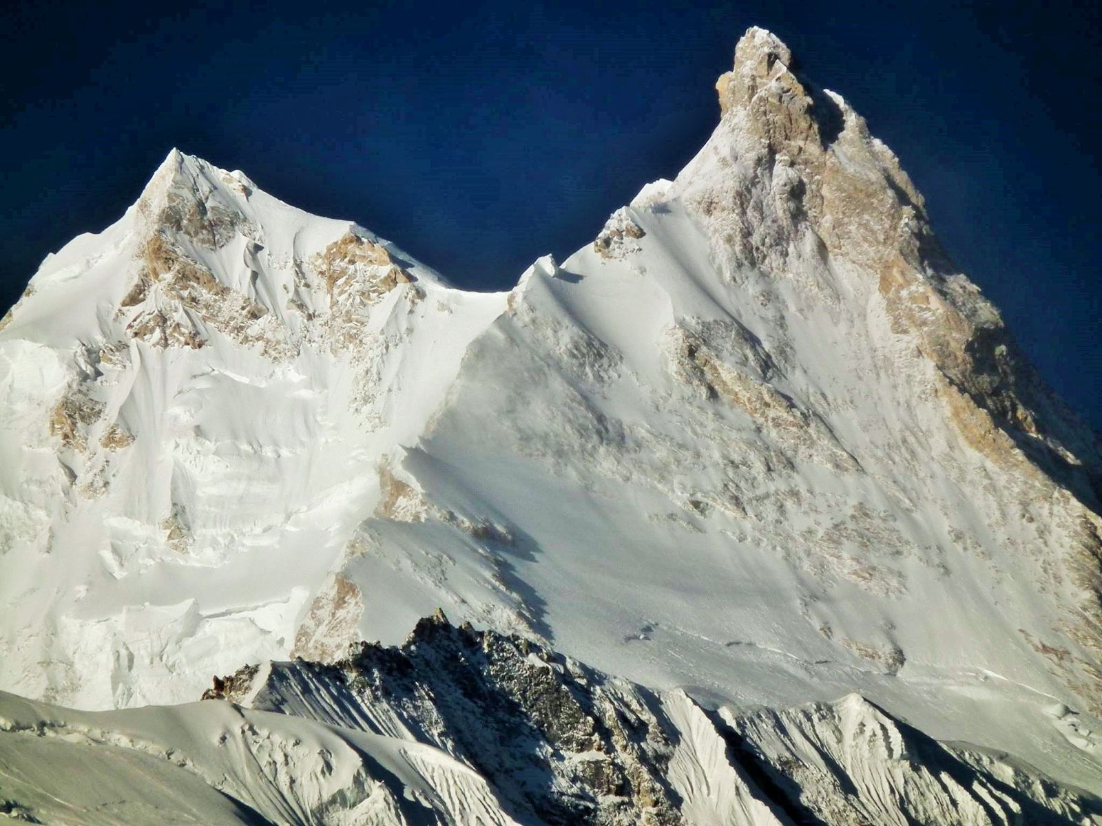 Summit Peaks of Mount Manaslu from the Buri Gandaki Valley