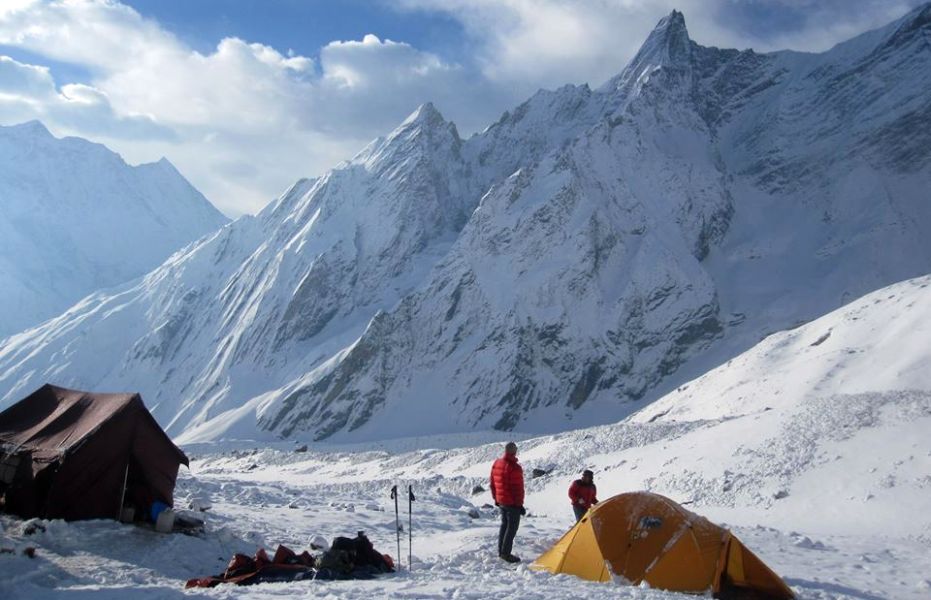 Himalayan Peaks above the Base Camp ( Darmasala ) before Larkya La